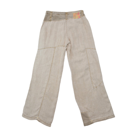 Vintage Blue Cult Wide Leg Patchwork Linen Blend Pants