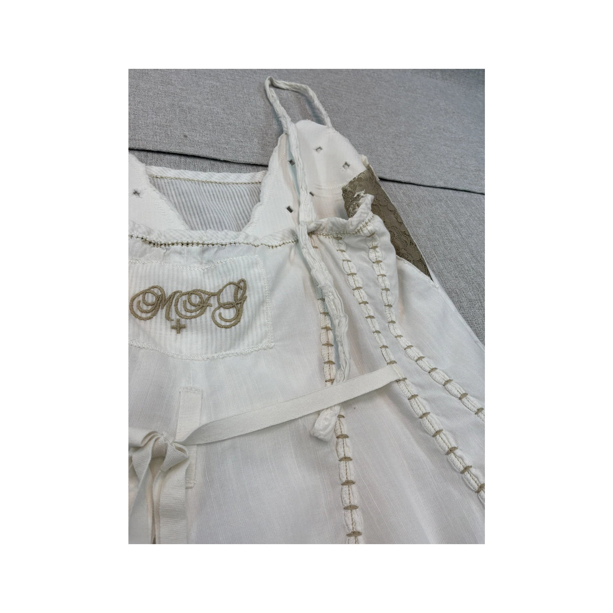 Vestido Midi Francois Girbaud branco Bordado com alças