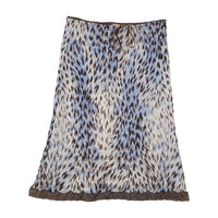 Blue Animal Print Lace Trim Skirt