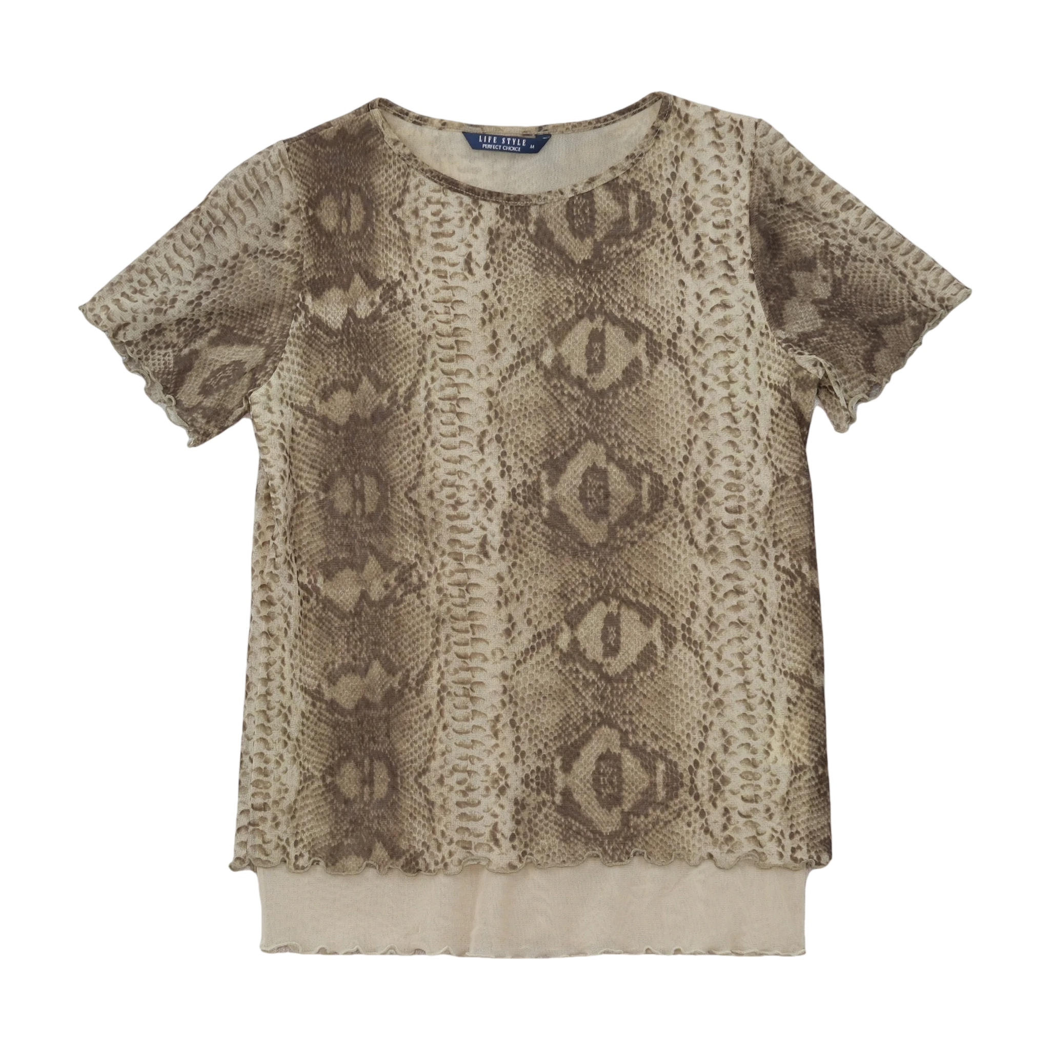 Life Style Snakeskin Print Mesh Shirt (Smartsizer)