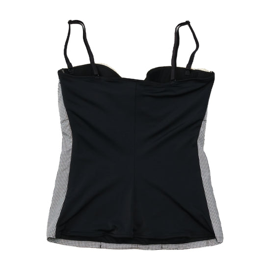 Intimissimi Houndstooth Lace Trim Button Front Tank Top
