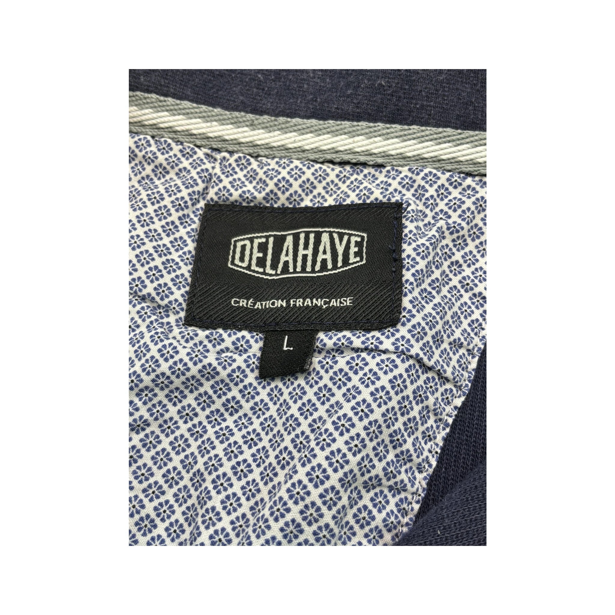 Delahaye Vintage Navy Half Button Mock Neck Sweater