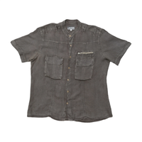 Pal Zileri Gray Band Collar Utility Shirt