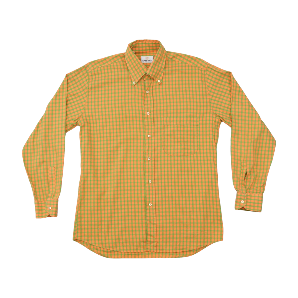 Camisa Carbotti aos Quadrados laranja e verde com Botões