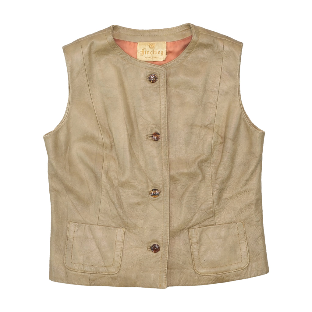 Finchley Fifth Avenue Vintage Leather Button Front Vest