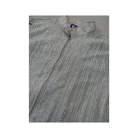 Yesica Vintage Metallic Silver Textured Zip-Front Jacket