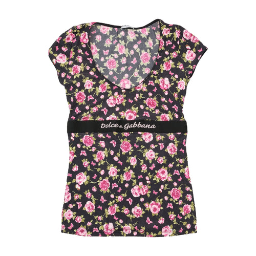 Dolce & Gabbana Floral Logo Waist T-shirt