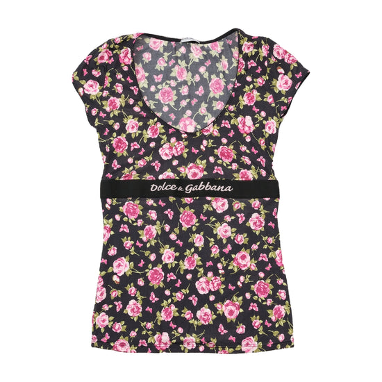 Dolce & Gabbana Floral Logo Waist T-shirt