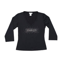 T-shirt Versace de Manga Comprida com decote em V e logótipo em strass