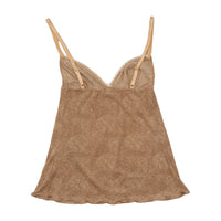 Vintage Brown Micro Print Lace Trim Cami Tank Top