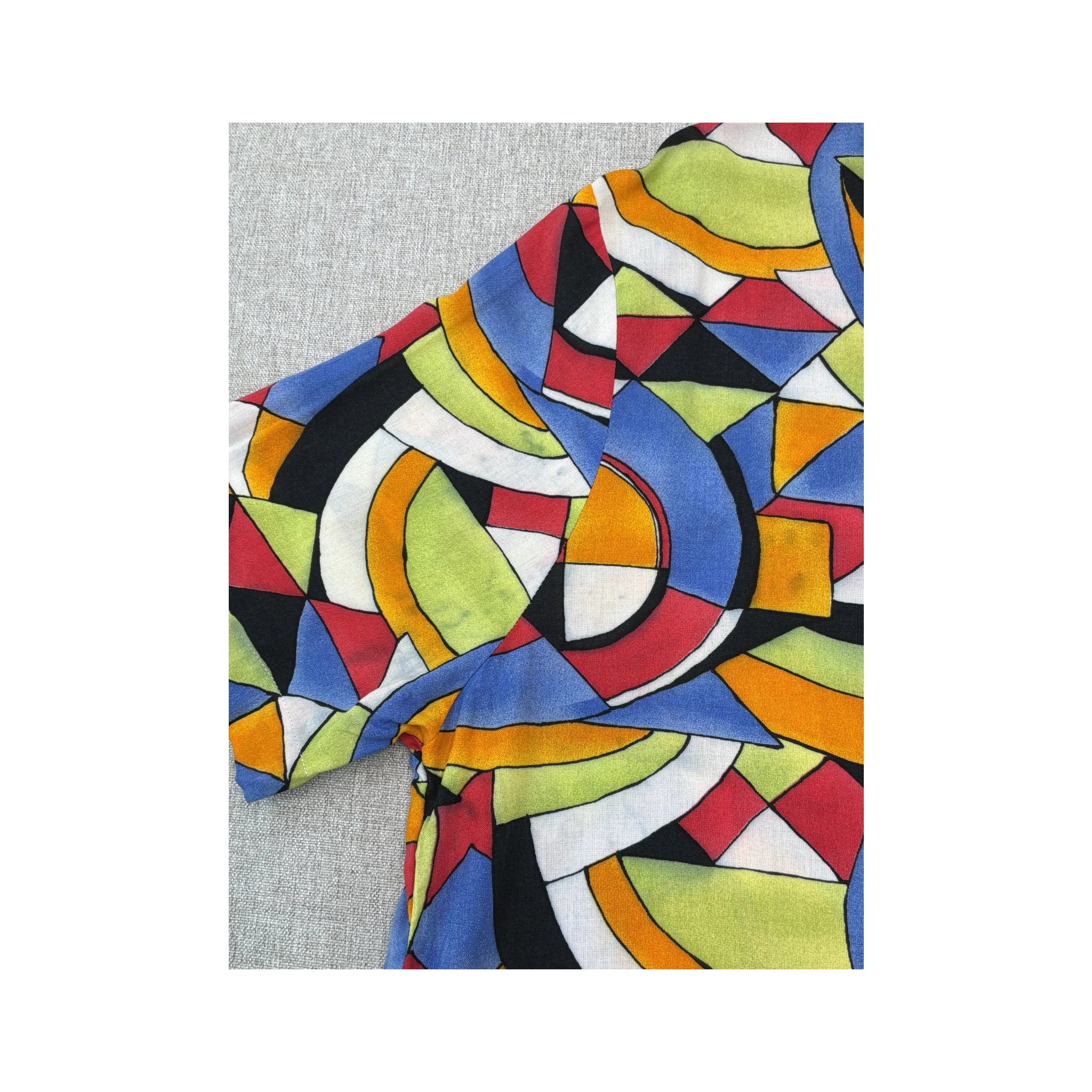 United Colors of Benetton Multicolor Geometric Print Short Sleeve Button Up Shirt