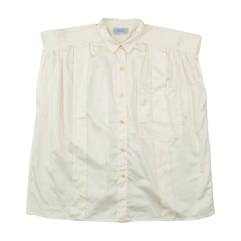 I Blues Pleated Front Button-Up Blouse