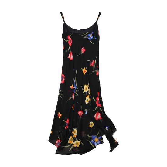 Vestido Lingerie vintage floral com Bainha Lenço