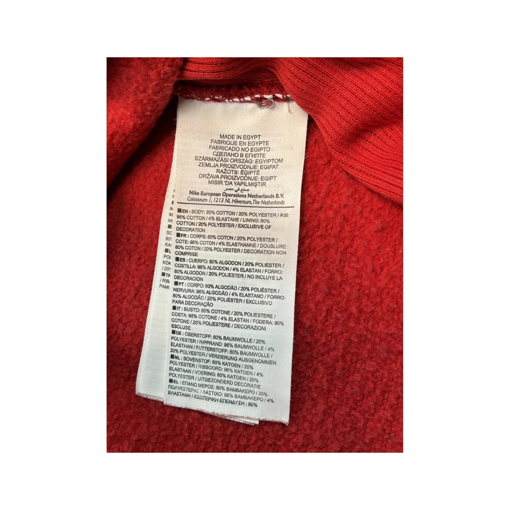 Nike Red Cotton Blend Embroidered Swoosh Pullover Hoodie Sweater