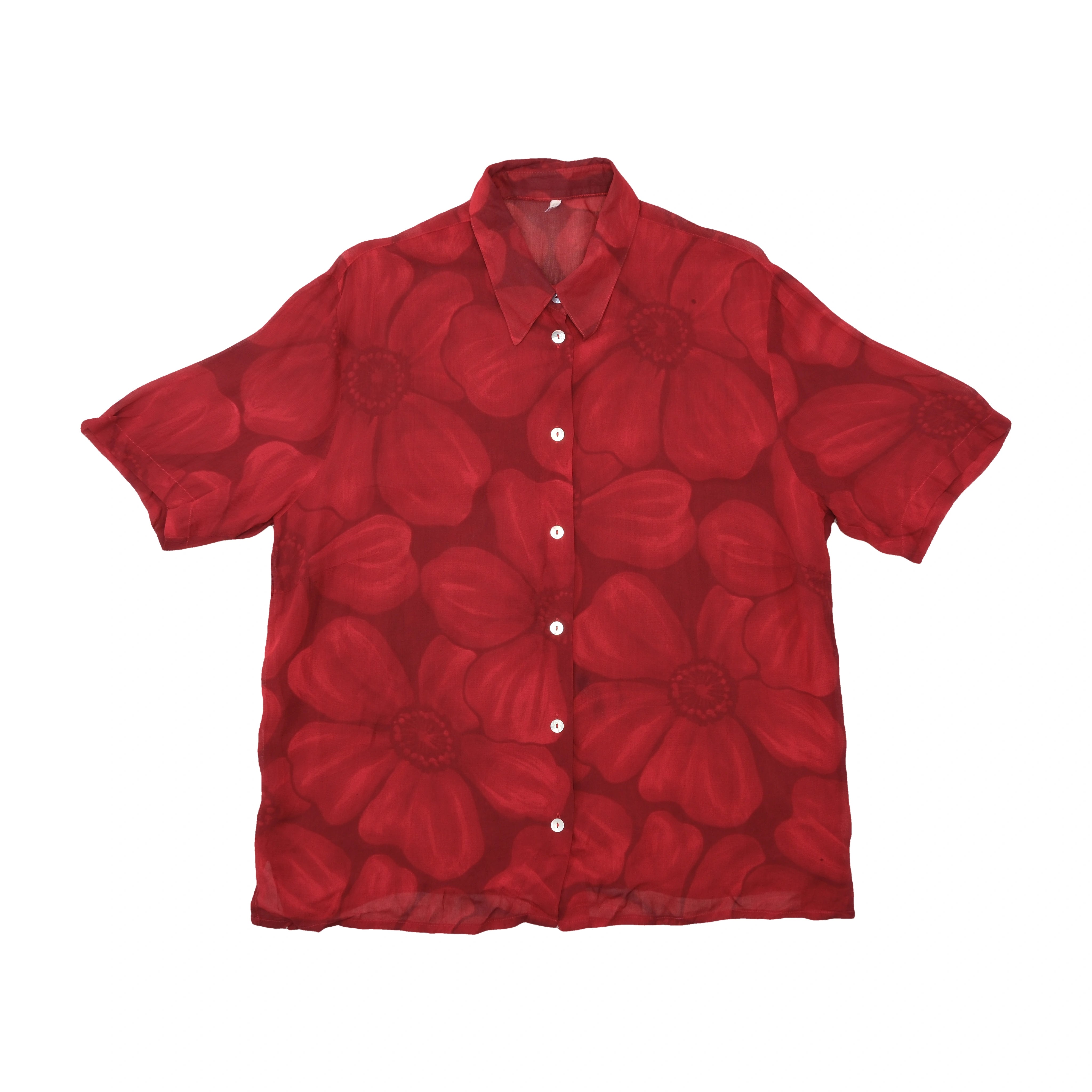 Red Floral Button Up Shirt