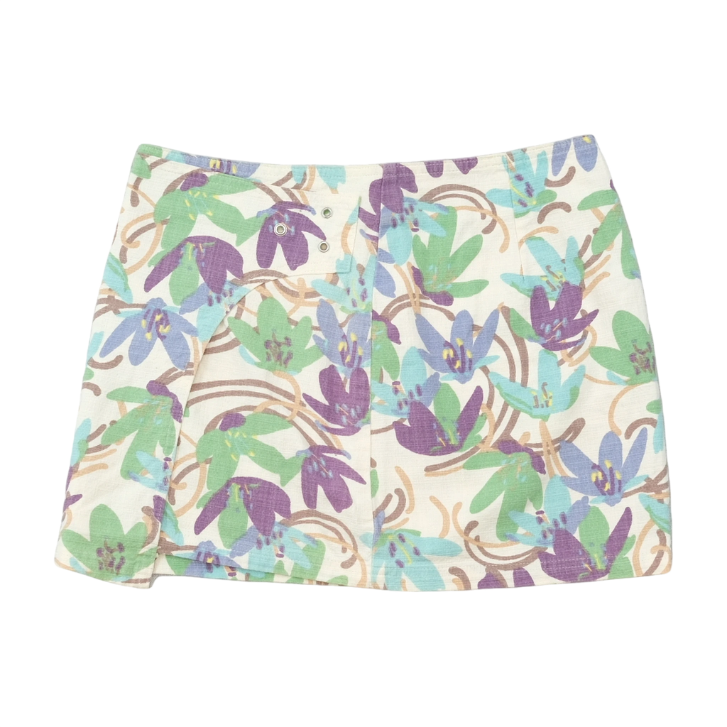 SISLEY Abstract Floral Wrap Mini Skirt
