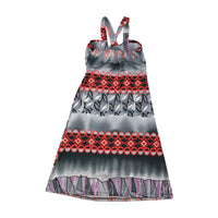 Y2K Graphic Print Ring-Front Halter Mini Dress
