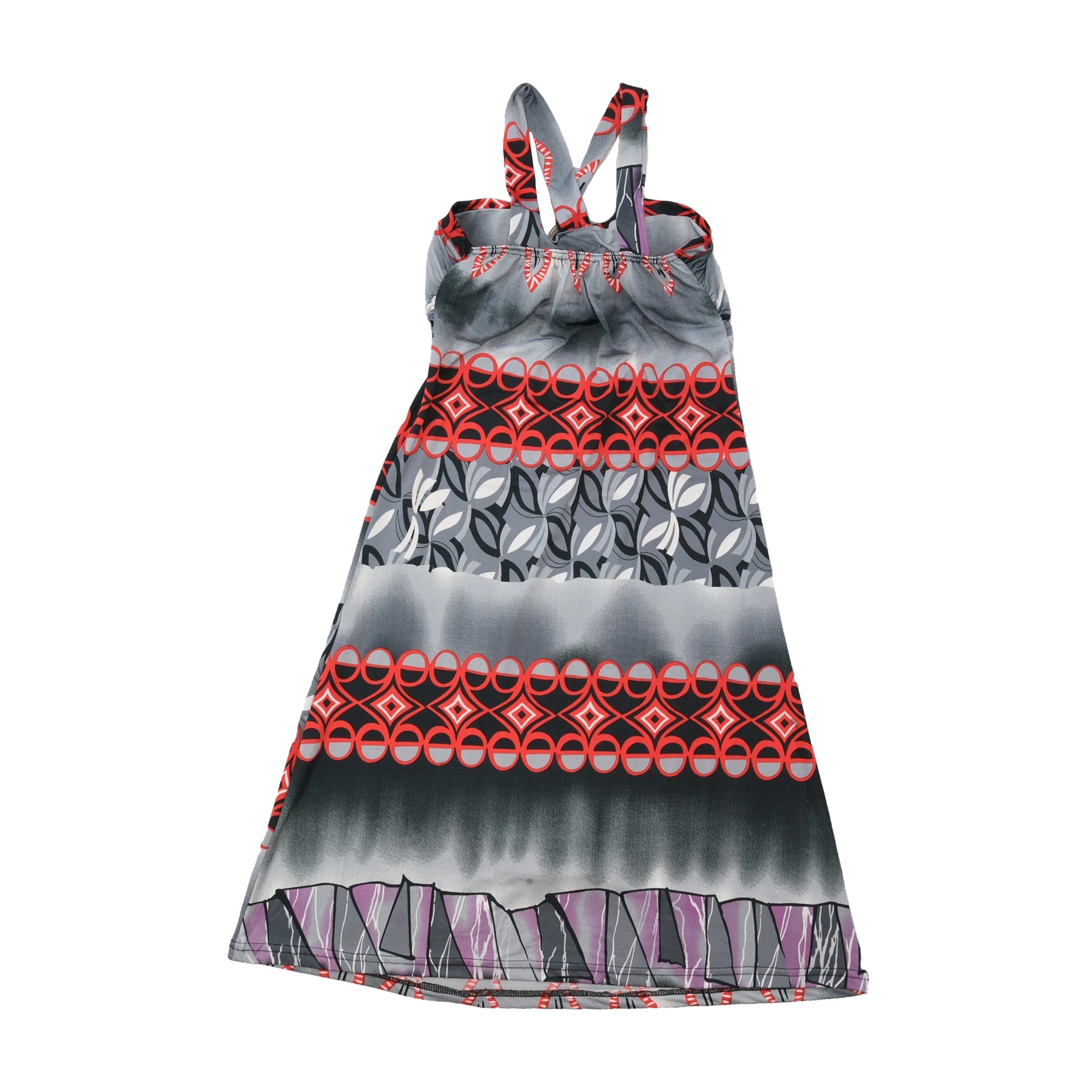 Y2K Graphic Print Ring-Front Halter Mini Dress