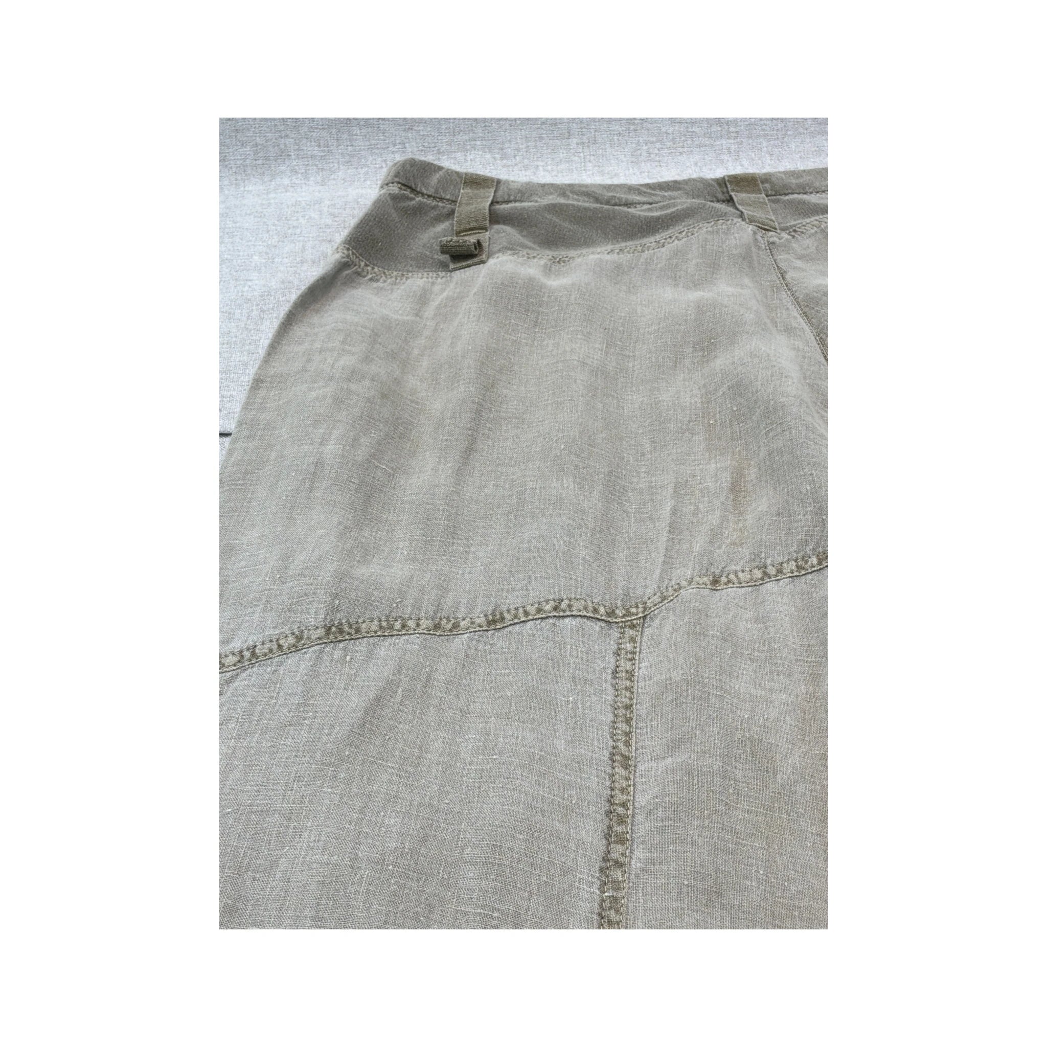 Vintage Blue Cult Wide Leg Patchwork Linen Blend Pants