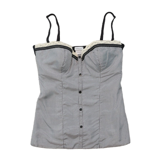 Intimissimi Houndstooth Lace Trim Button Front Tank Top