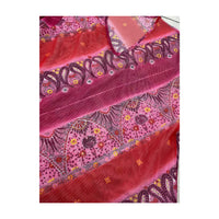 Pink Paisley V-Neck 3/4 Sleeve Mesh Top