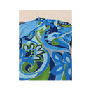 Pure System Blue Green Psychedelic Floral Mesh Blouse