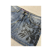 Monica's Jeans Floral Print Denim Mini Skirt