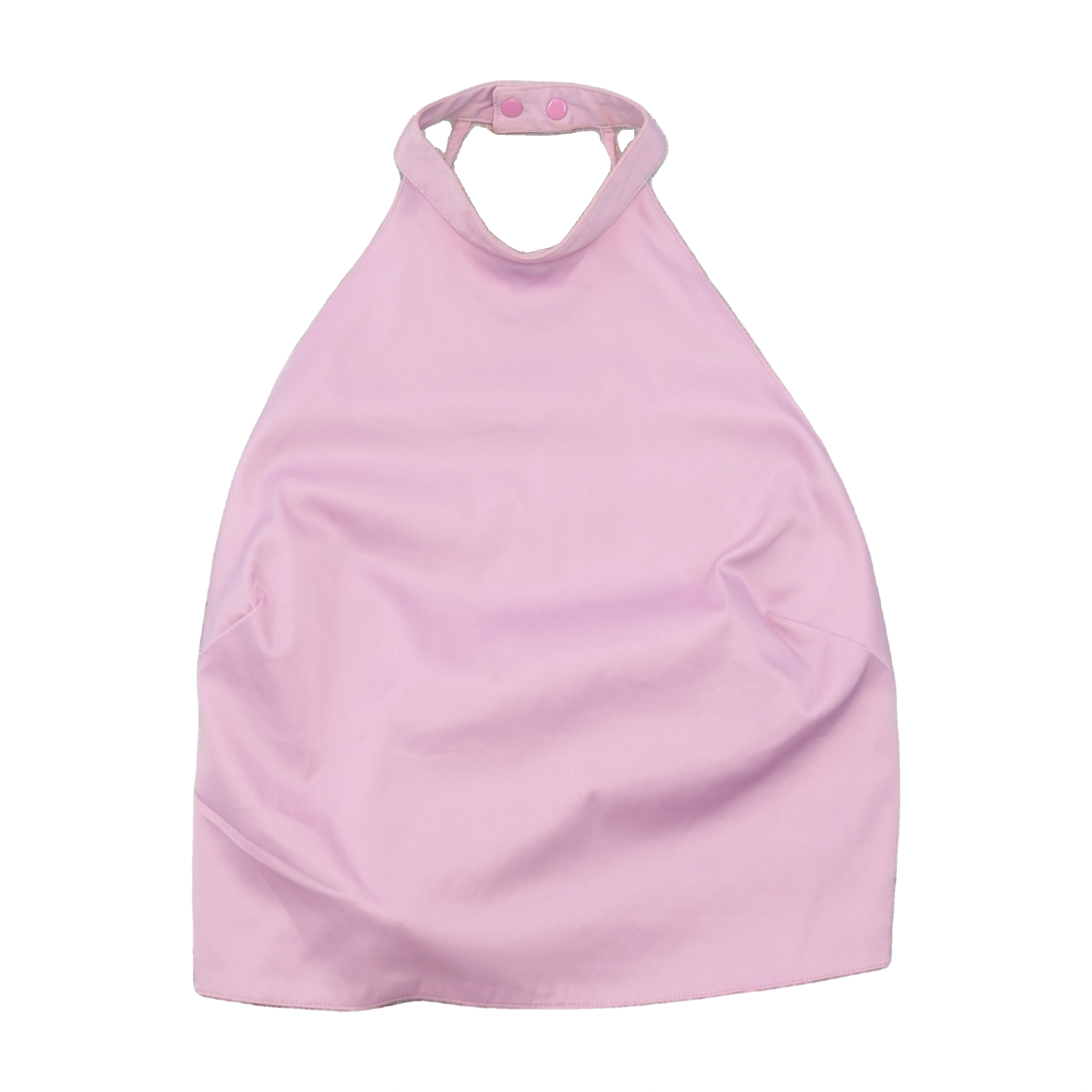 Vintage Pink Halter Snap Neck Tie Back Blouse