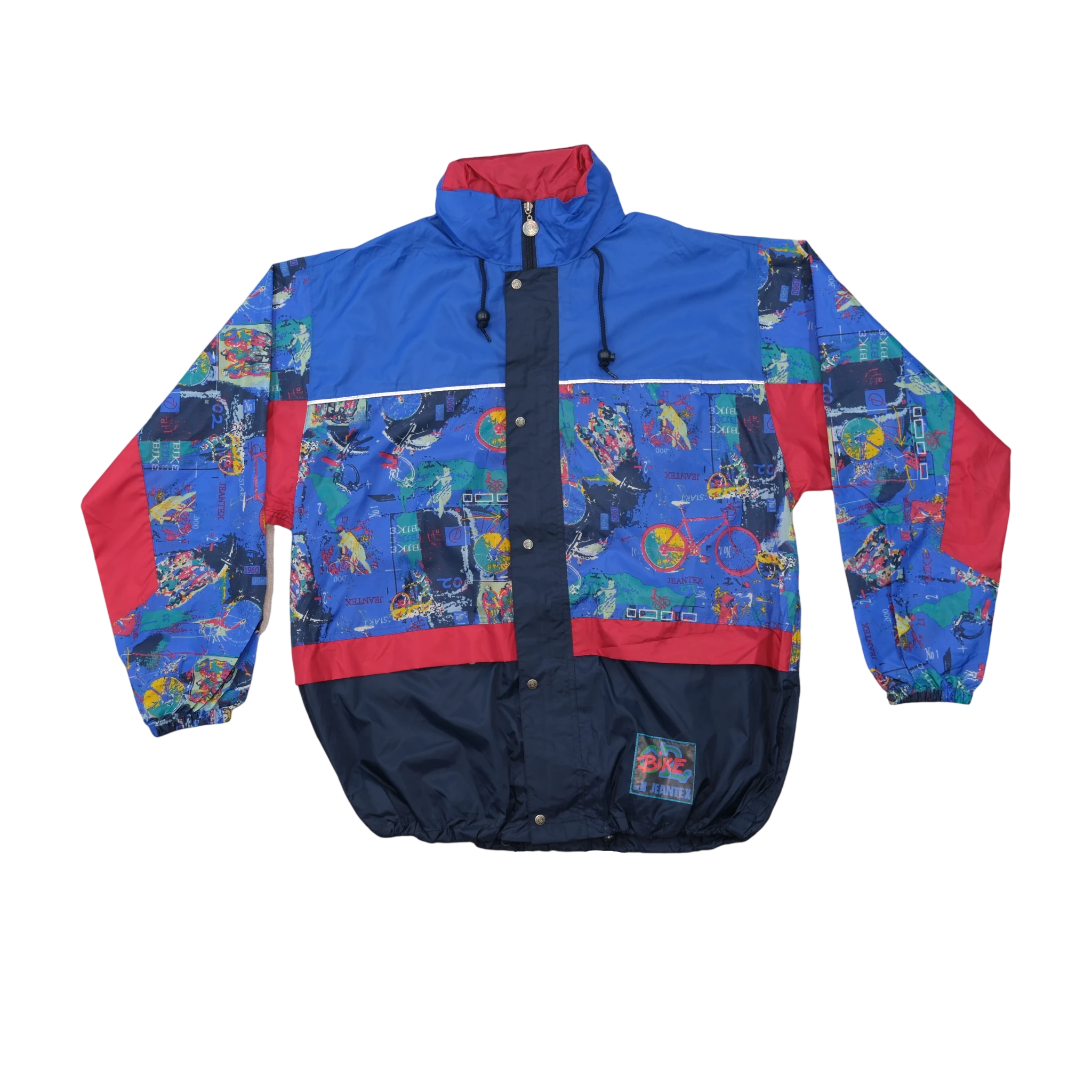 Jeantex Abstract Bike Print Colorblock Windbreaker Jacket (Photoshop)