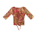 Made in Italy Tropical Print Lace Up Mesh Blouse