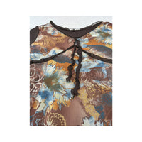 Y2K Sheer Floral Paisley Tie Front Mesh Blouse (Repriced)