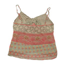 Miss Wan Floral Border Print Lace Trim Tie Front Tank Top (repriced)
