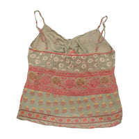 Miss Wan Floral Border Print Lace Trim Tie Front Tank Top (repriced)