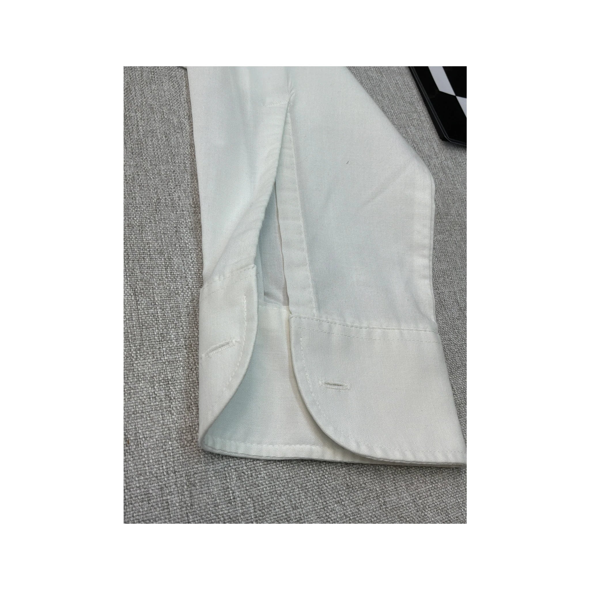 Camisa de Vestir Cauda vintage branca em poliéster e algodão com Punho Duplo