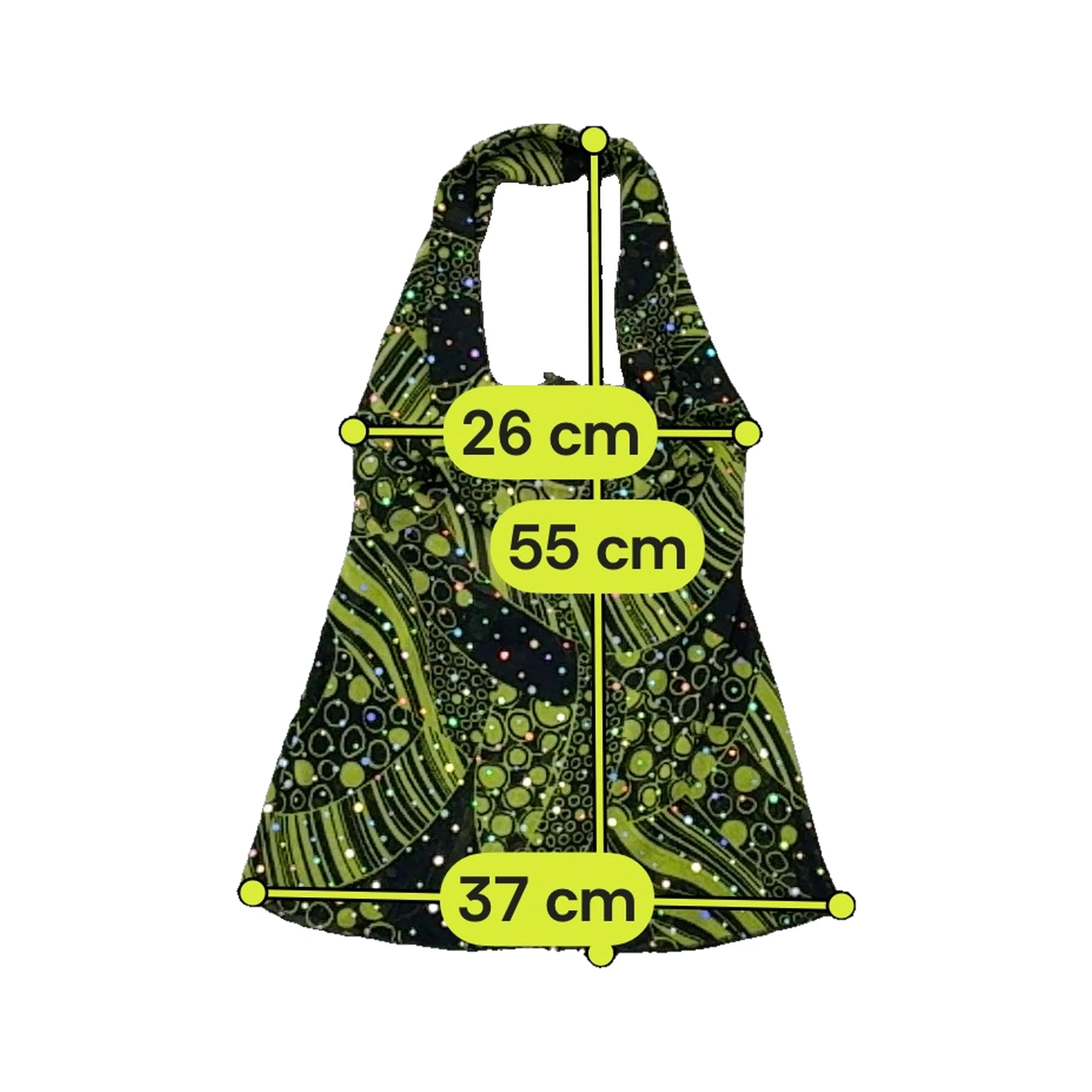 Top de alças Halter com estampado abstrato e Glitter