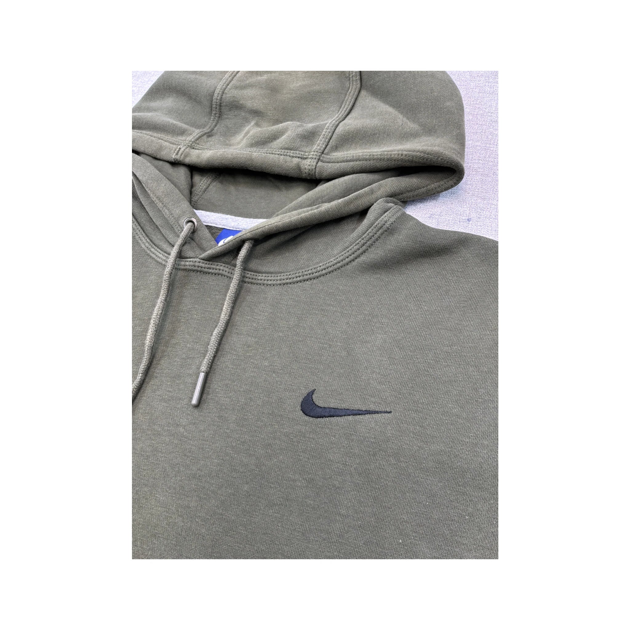 Nike Olive Green Cotton Blend Pullover Fleece Hoodie