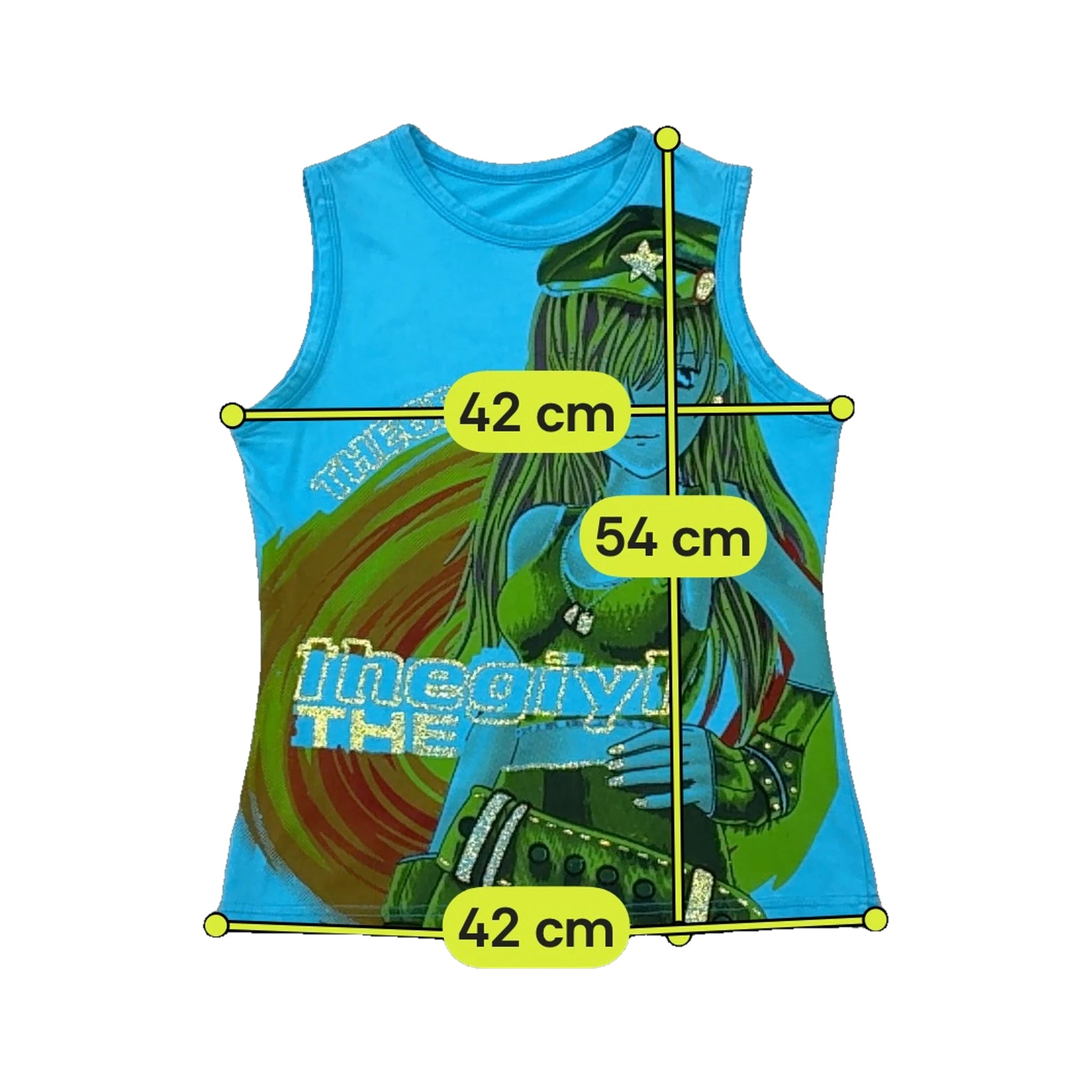 Anime Graphic Glitter Print Tank Top