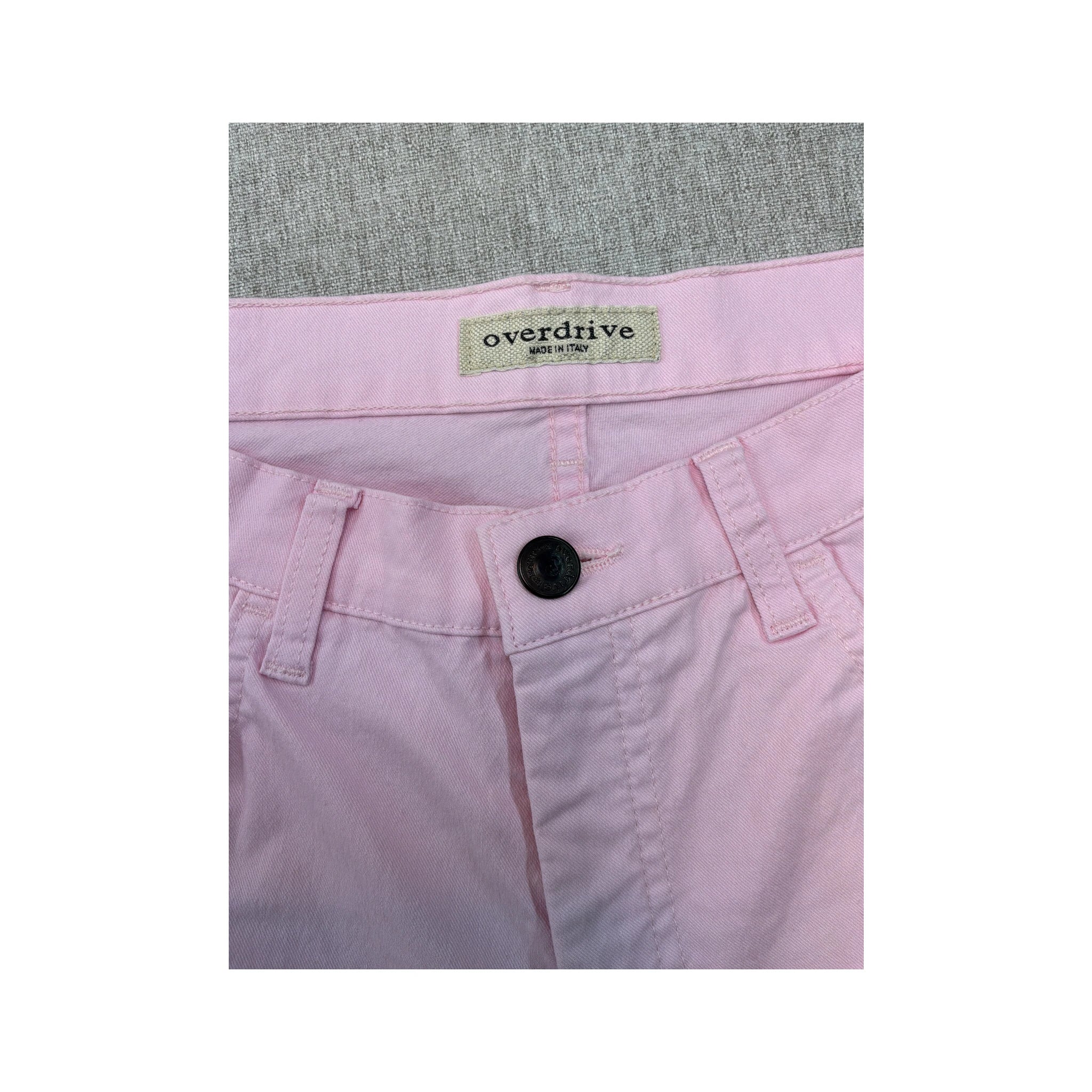 Calças à boca de sino Overdrive em algodão Elástico rosa de Cintura Descida