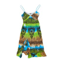 Luc-Ce Paris Asymmetric Handkerchief Hem Printed Slip Dress