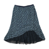 Marie Méro Floral High-Low Ruffle Hem Midi Skirt