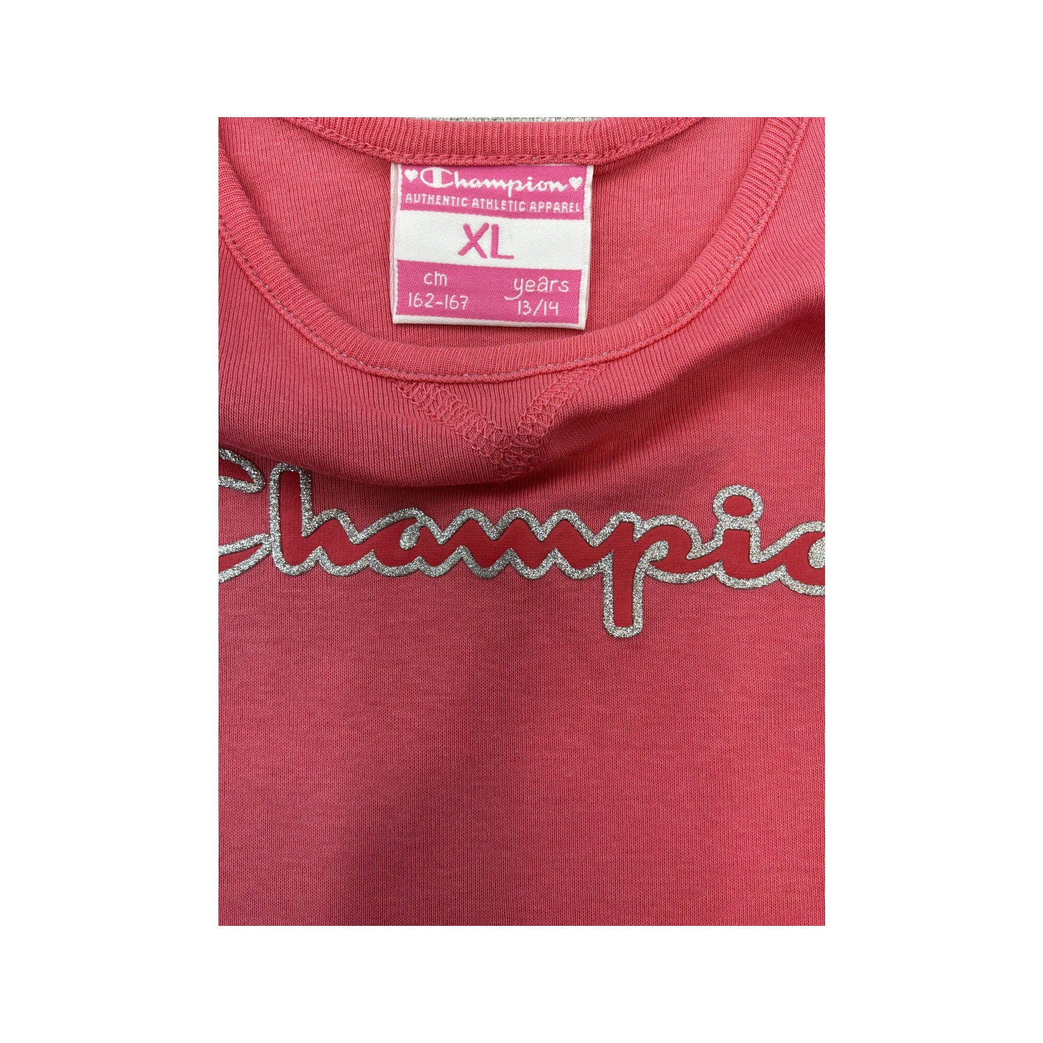 Top de alças Champion com logótipo em Glitter prateado