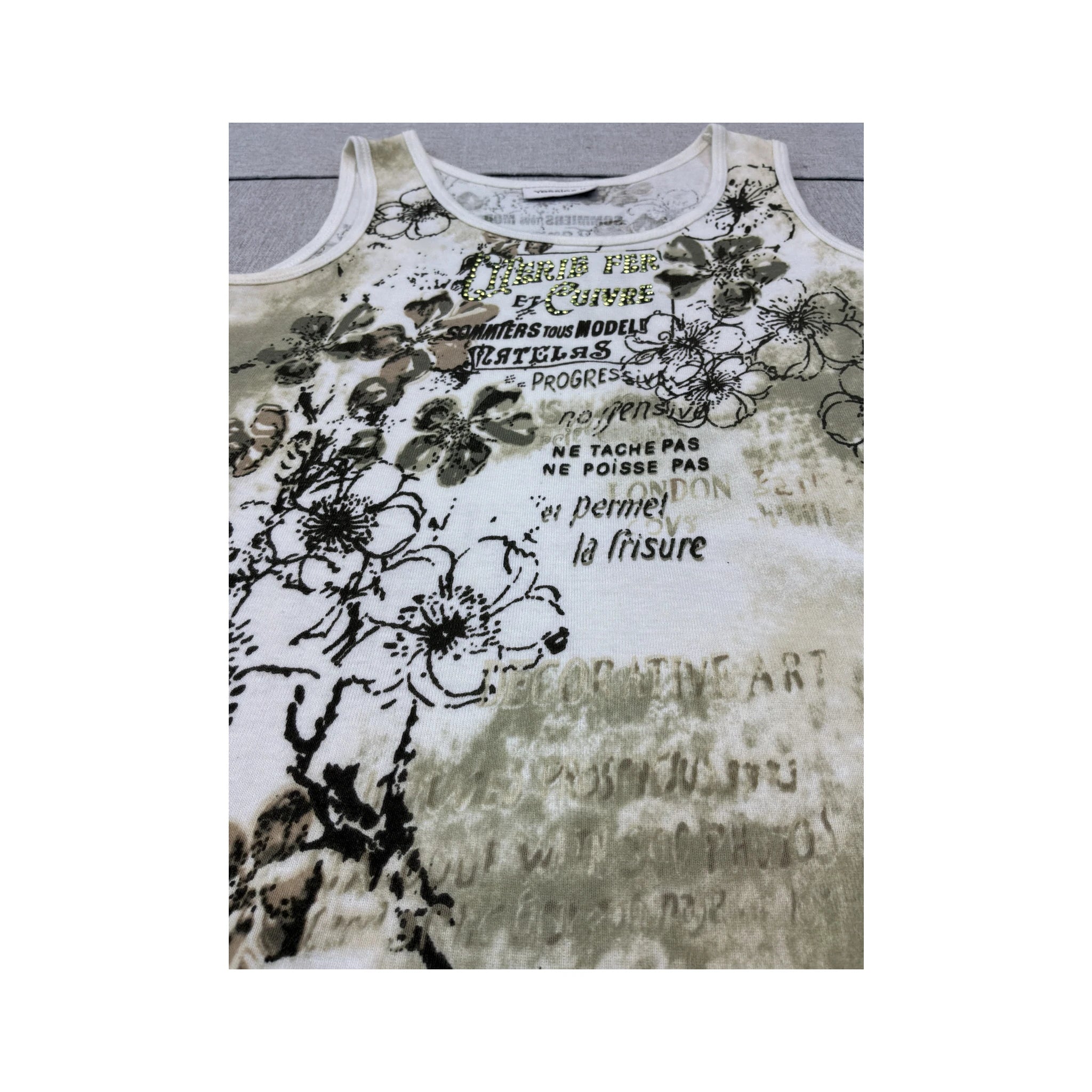 Yessica Floral Text Graphic Cotton Tank Top
