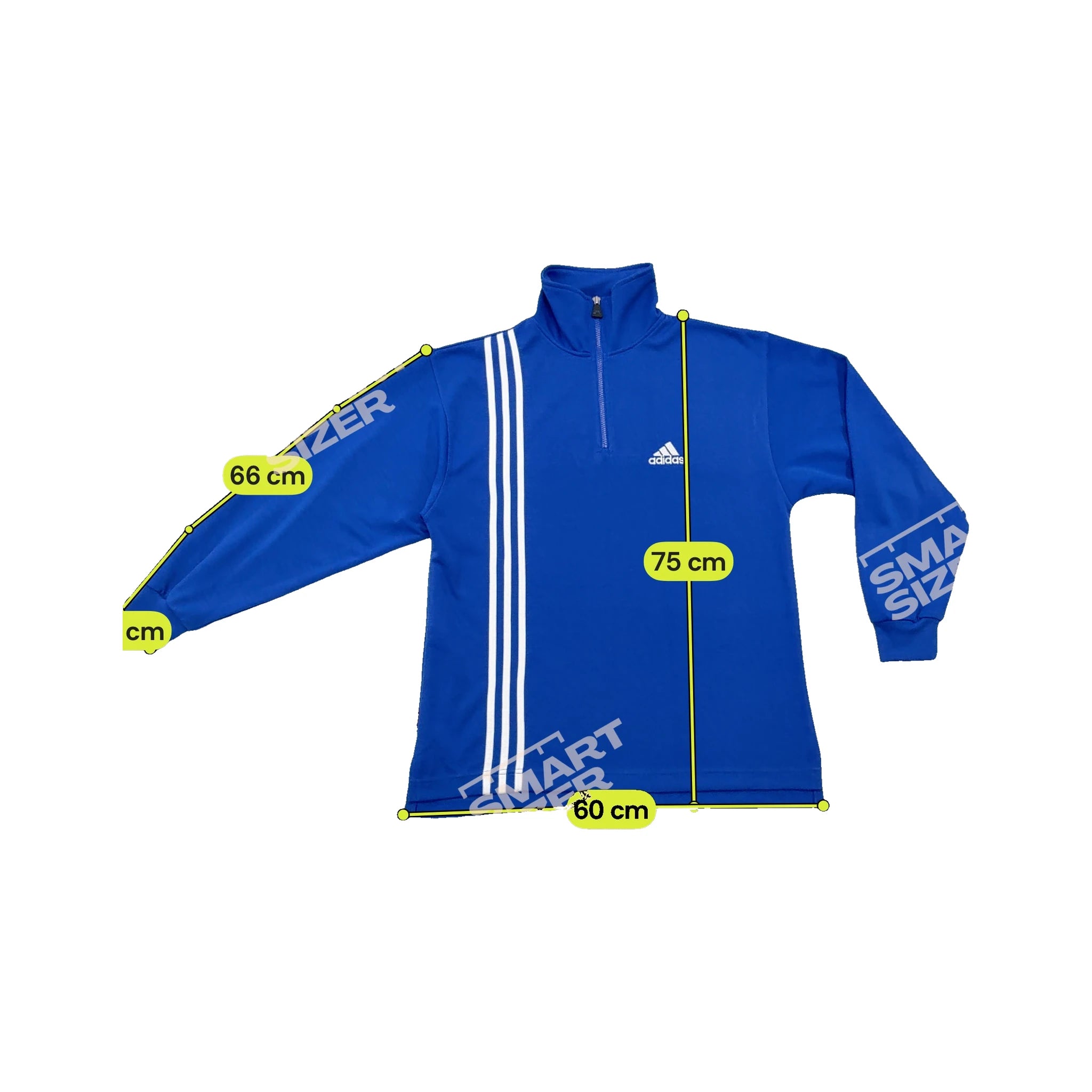 Adidas Vintage Blue 3-Stripe Quarter-Zip Cotton Sweater
