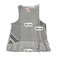 Made in Italy Patchwork Stripe Sleeveless Shirt with Floral Ruffle Hem
