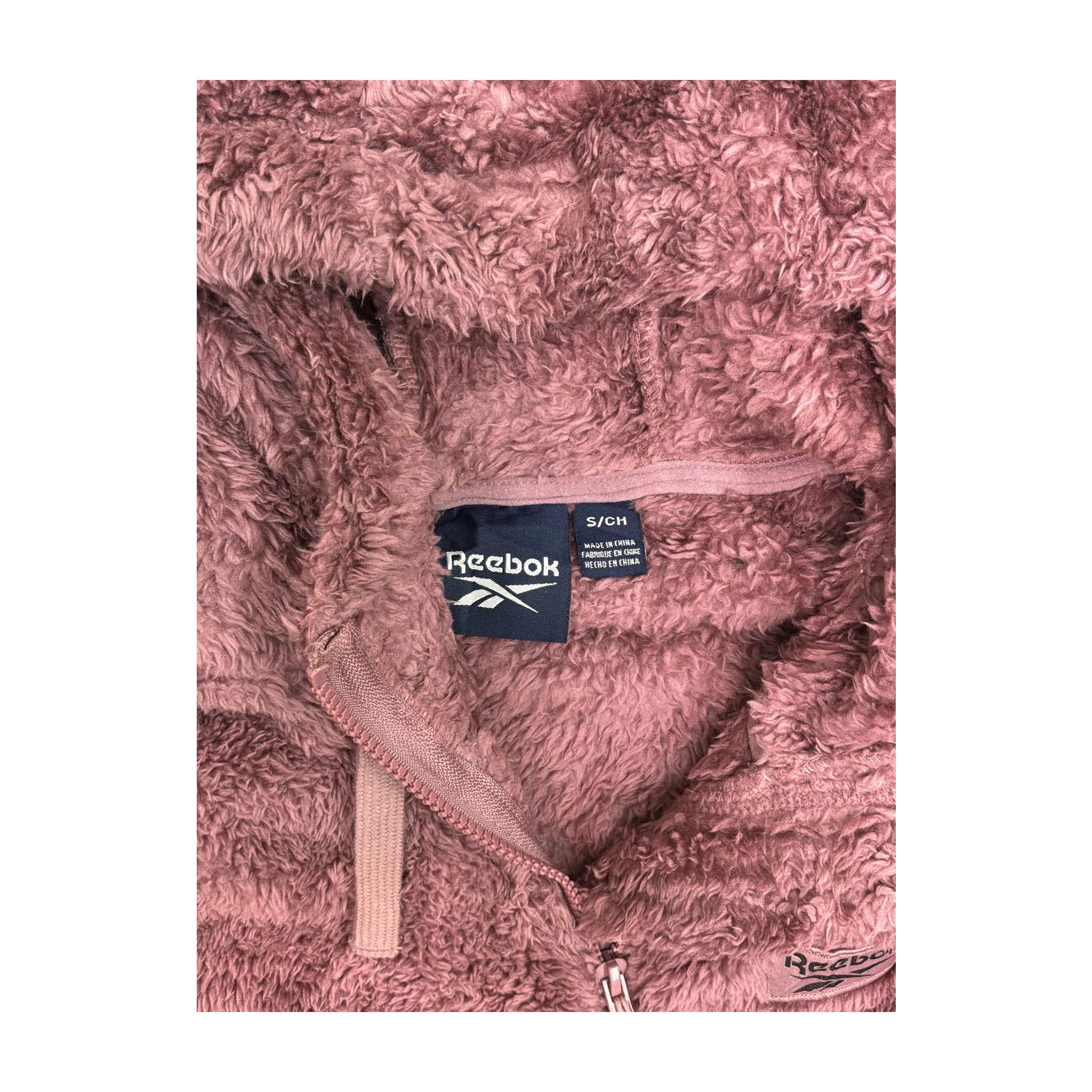 Casaco Polar com capuz Reebok Malva em Sherpa com Fecho Total
