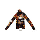 Y2K Sheer Mesh Floral Rhinestone Turtleneck Shirt