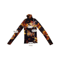 Y2K Sheer Mesh Floral Rhinestone Turtleneck Shirt