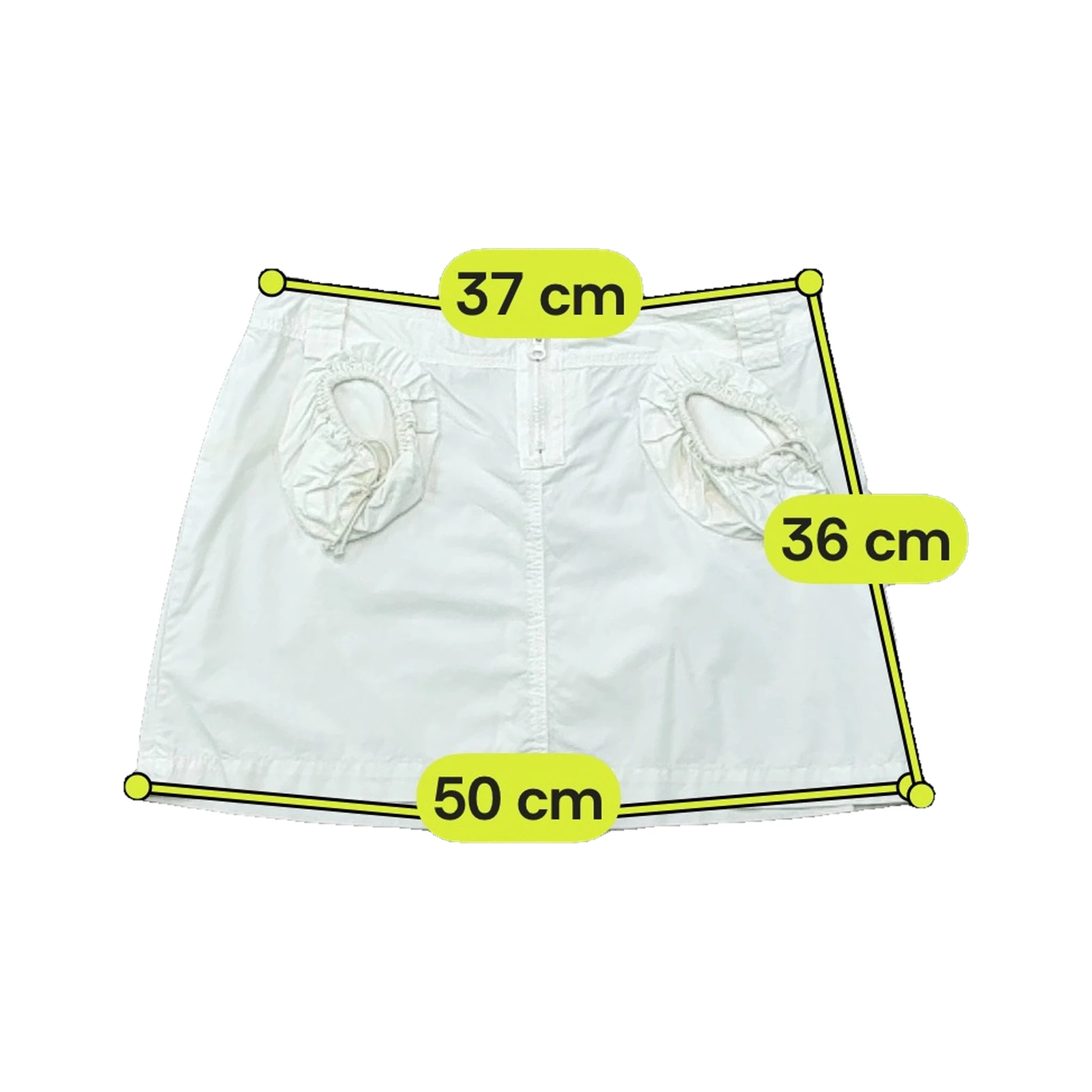 Miss Sixty White Cotton Zip Front Mini Skirt with Drawstring Cutout Pockets