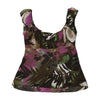 Purple & Green Floral Chiffon Babydoll Tank Top with Waist Tie