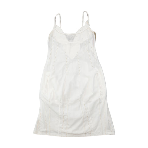 Francois Girbaud White Embroidered Strappy Midi Dress